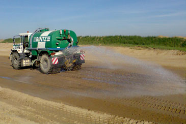 It is necessary to water the ground before applying the cement.